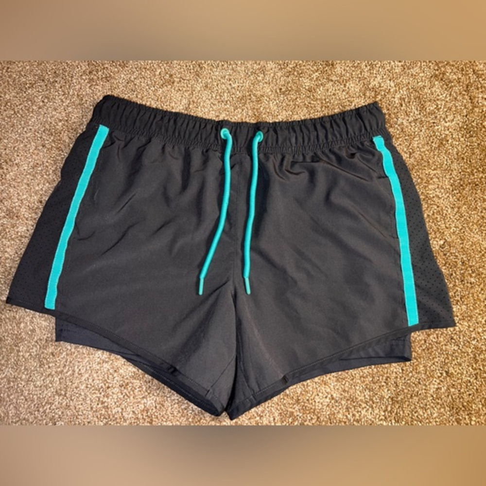 Womens Medium Navy‎ & Teal Activewear Shorts Tangerine H41